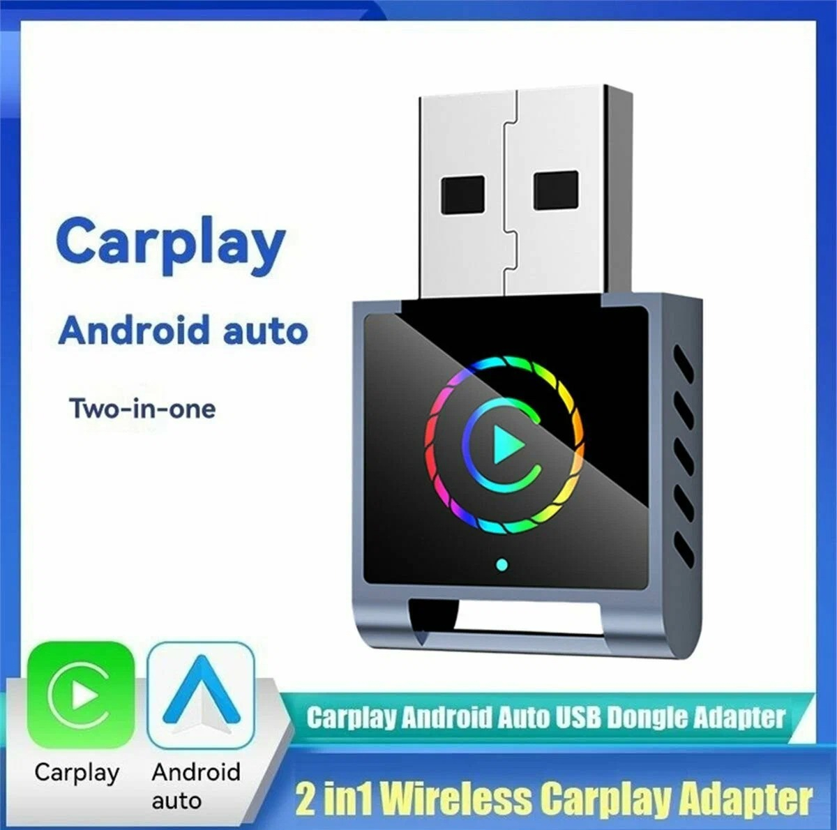 کارپلی و اندروید اتو مدل Wireless CarPlay/Android Auto Q1BD به همراه مبدل USB به USB-C
