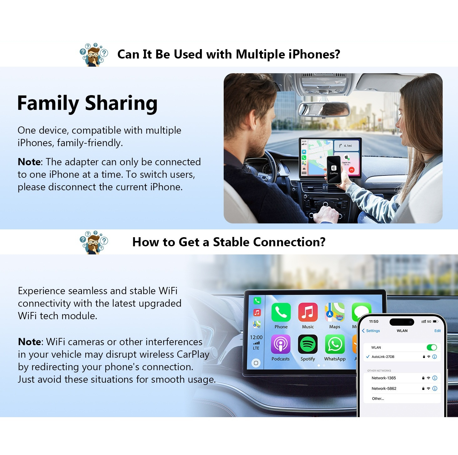 کارپلی و اندروید اتو مدلwireless Carplay/Android Auto به همراه مبدل USB به Type-C