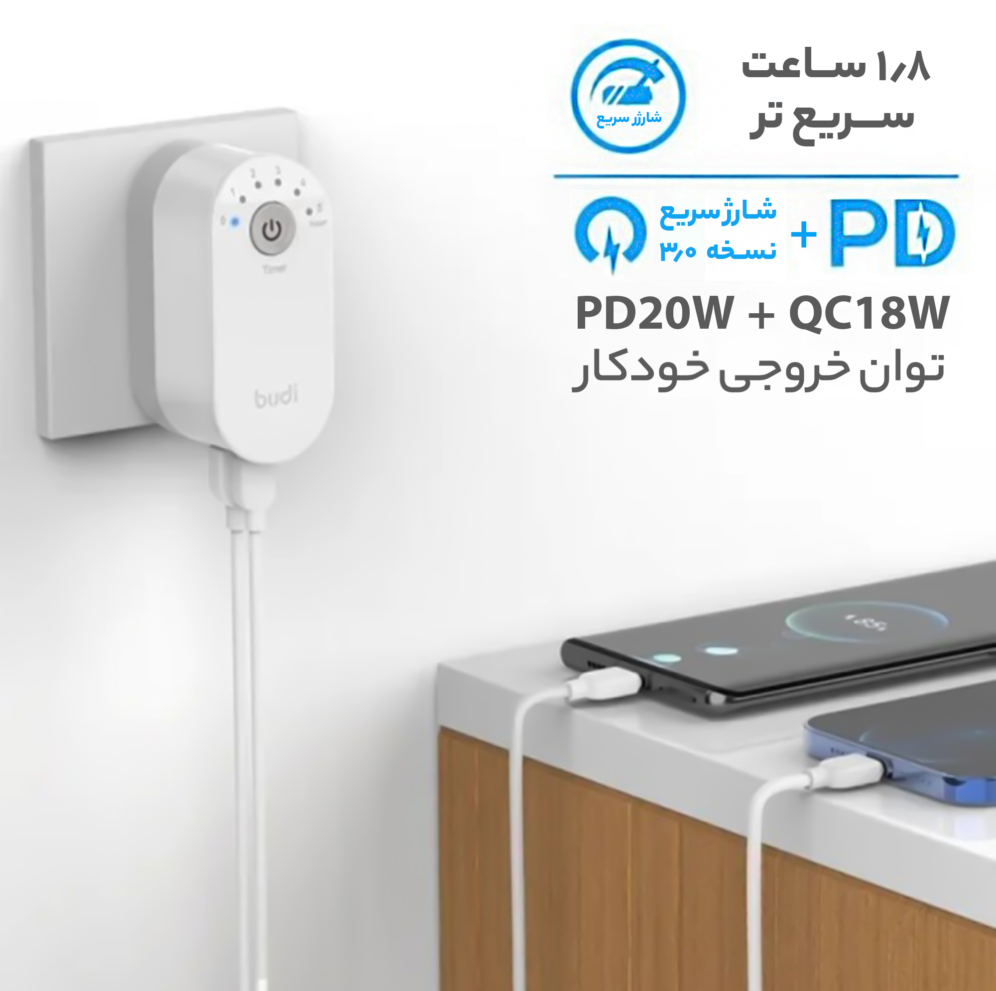 آداپتور شارژر 36 وات بودی مدل M8J030TE