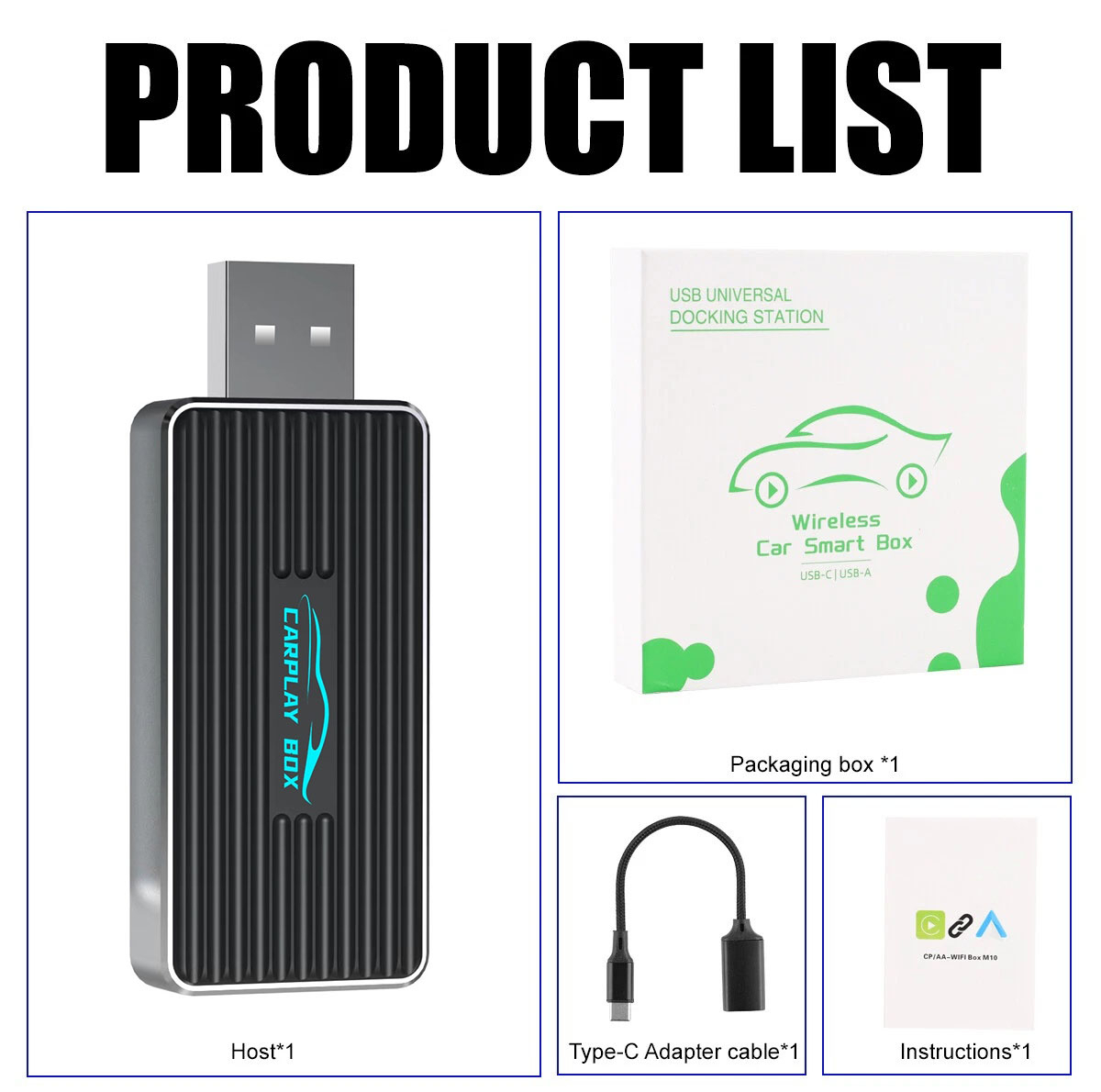 کارپلی و اندروید اتو مدل Wireless P9593 Carplay/Android Auto به همراه مبدل USB به USB-C