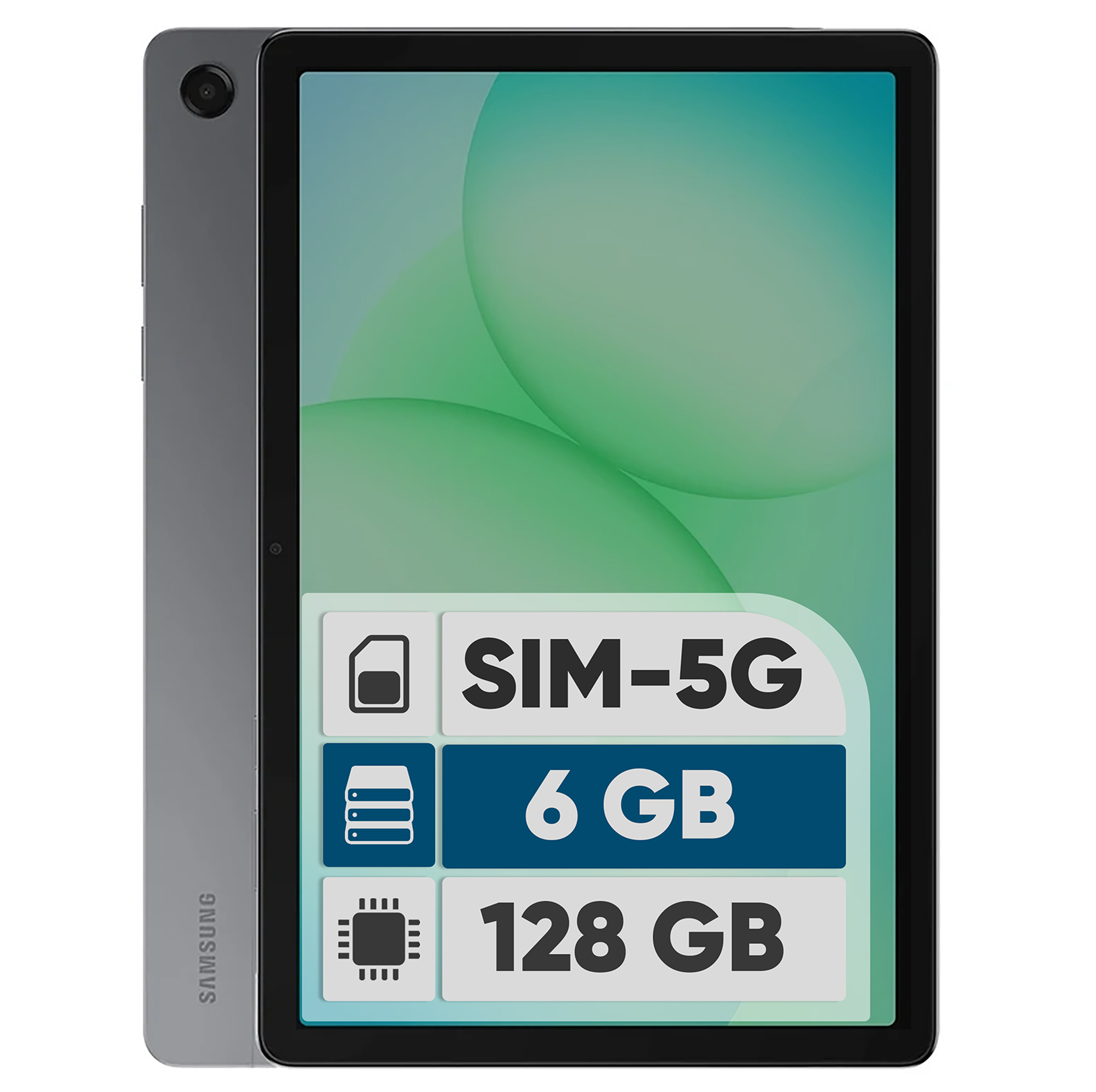 تبلت 11 اینچ سامسونگ مدل Galaxy Tab A11 Plus 5G، ظرفیت 128 گیگابایت و رم 6 گیگابایت، قابلیت پشتیبانی از سیم کارت، رزولوشن دوربین 8 مگاپیکسل، به همراه شارژر دیواری 25 وات سامسونگ مدل EP-TA800