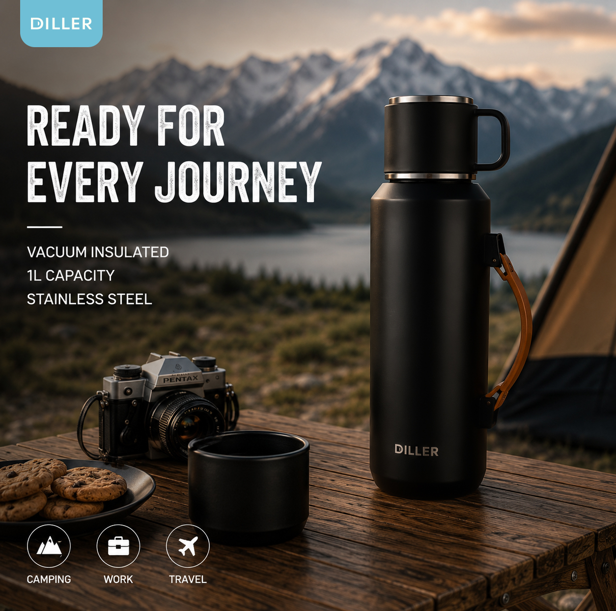 فلاسک دیلر مدل VACUUM CUP D9289 گنجایش 1 لیتر