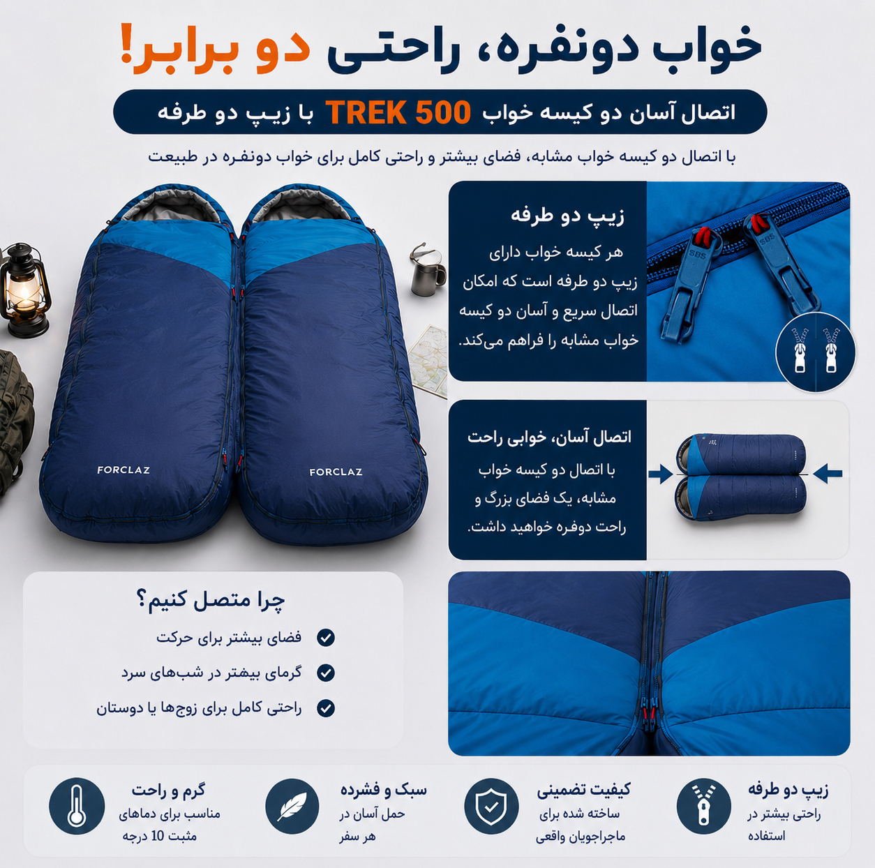 کیسه خواب یک نفره فورکلاز مدل Light 500 10 C