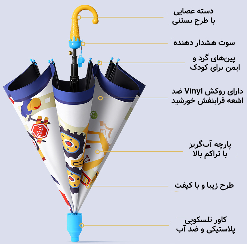 چتر بچگانه 8 پره مدل Construction قطر 88 سانتیمتر