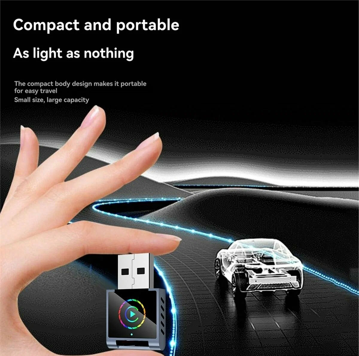 کارپلی و اندروید اتو مدل Wireless CarPlay/Android Auto Q1BD به همراه مبدل USB به USB-C