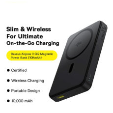 پاوربانک بی‌سیم 22.5 وات بیسوس مدل Airpow Ⅱ Qi2 Magnetic ظرفیت 10000 میلی‌آمپر ساعت