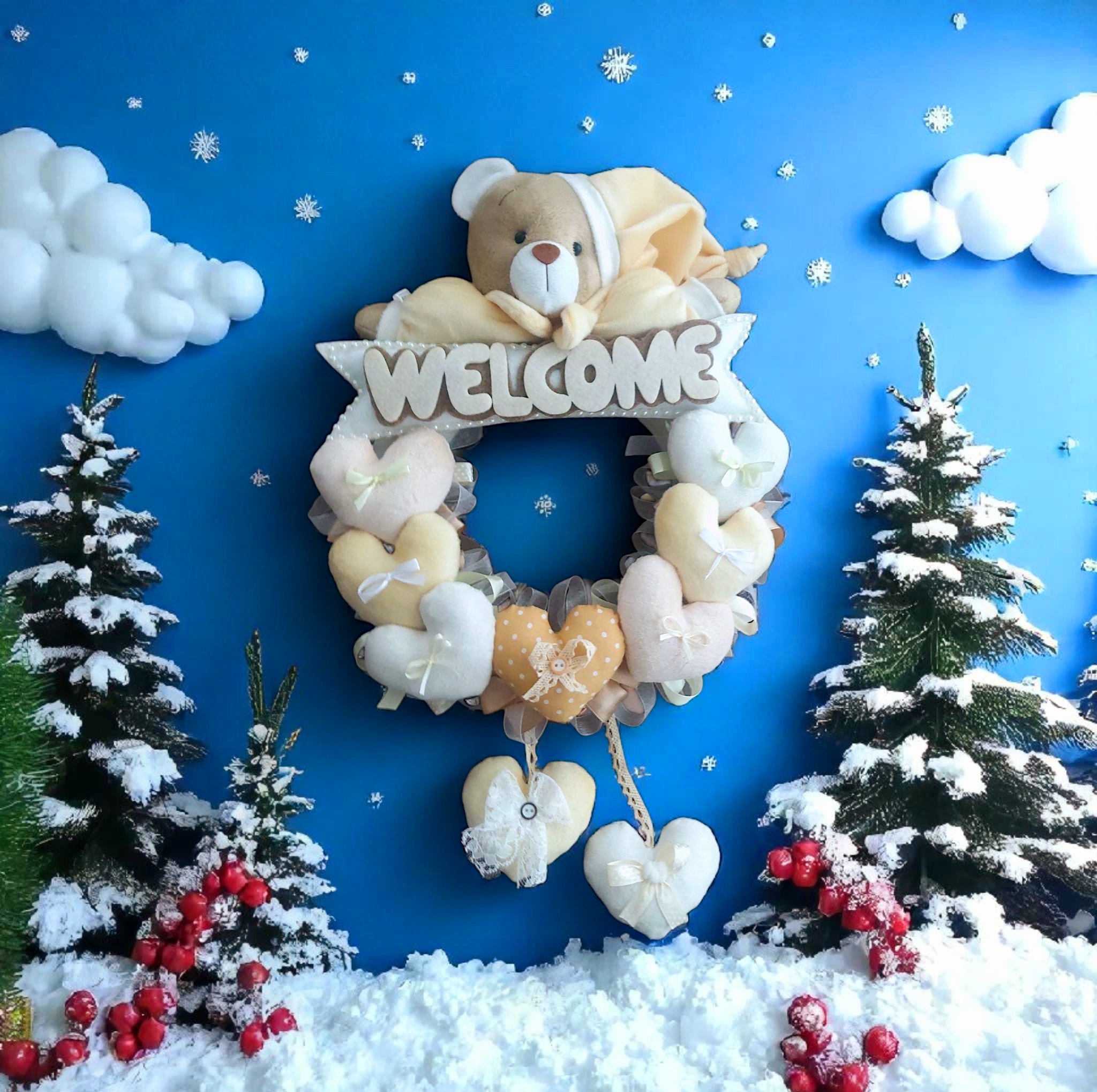 آویز تزیینی اتاق کودک طرح خرس نانان مدل Welcome کد W/Crm