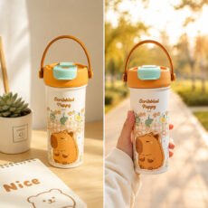 تراول ماگ مدل Scribbled Puppy طرح خرس کارتونی گنجایش 0.65 لیتر