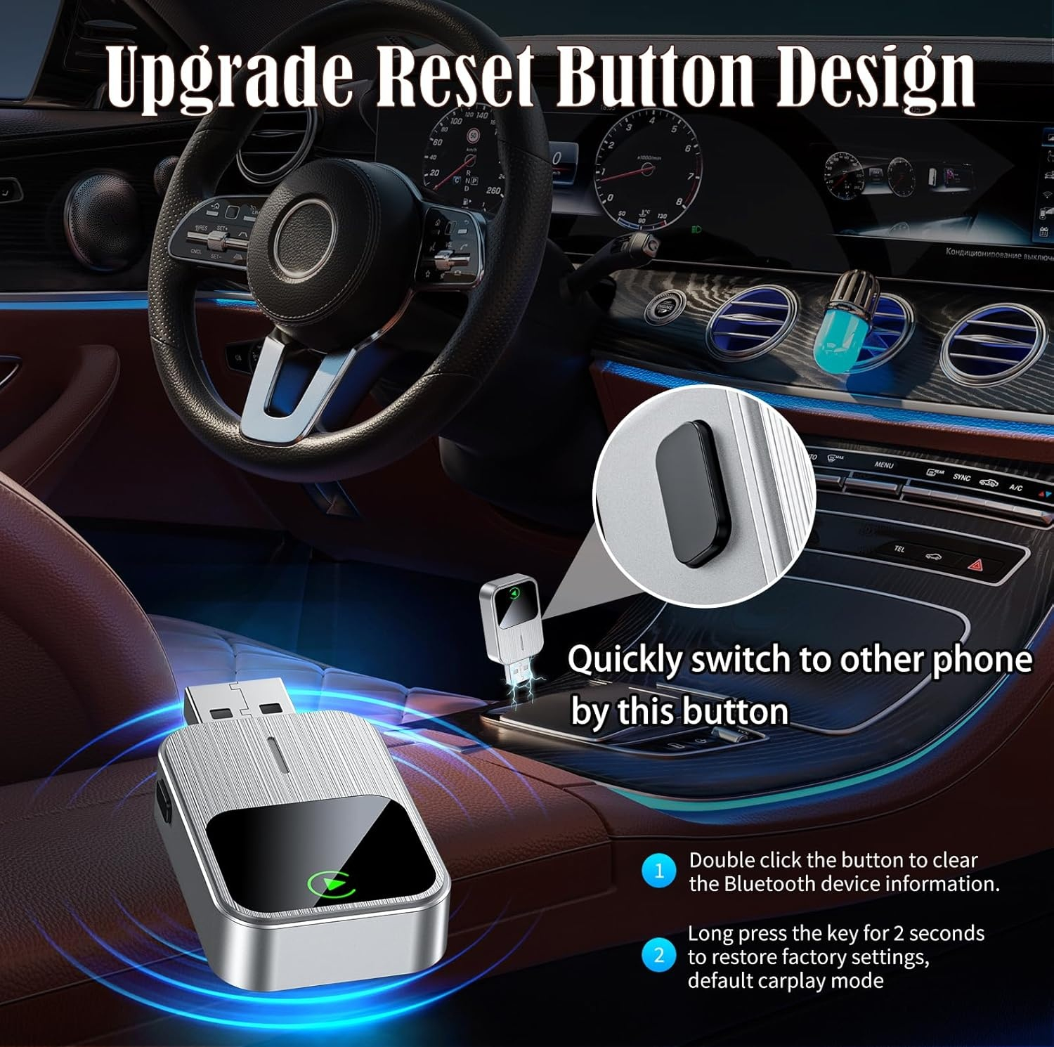 کارپلی و اندروید اتو مدل 2in1 Carplay/Android Auto k2
