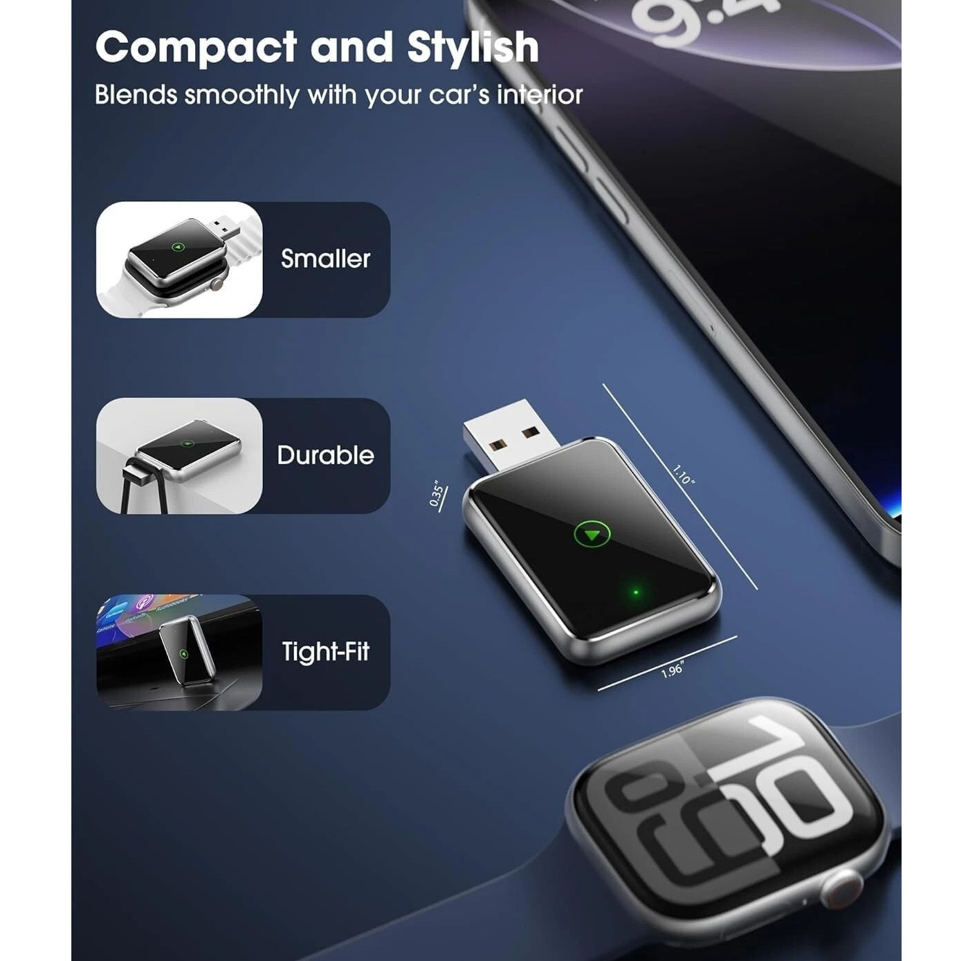 کارپلی و اندروید اتو مدل Wireless CarPlay/Android Auto Q1J به همراه مبدل USB به USB-C