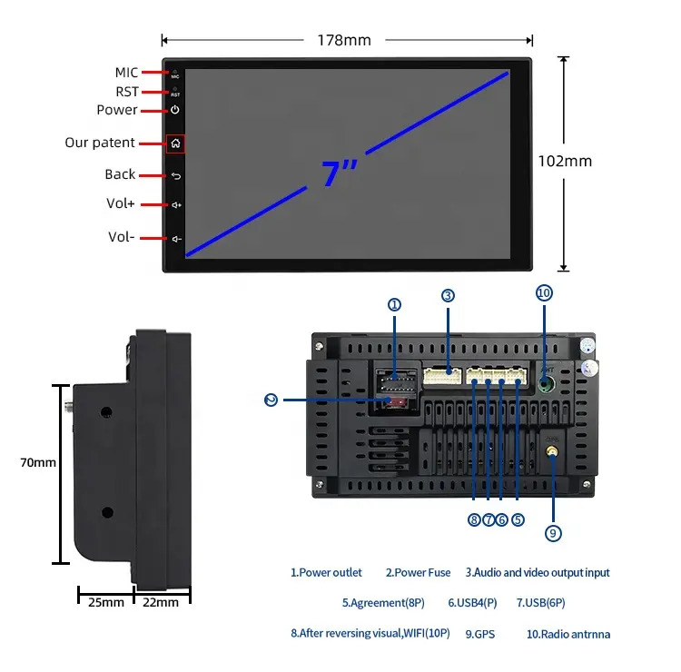 مانیتور خودرو مدل Jmance 1080 اندروید 7 اینچ