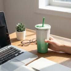 ماگ سفری تایسو مدل نی دار گنجایش 0.6 لیتر