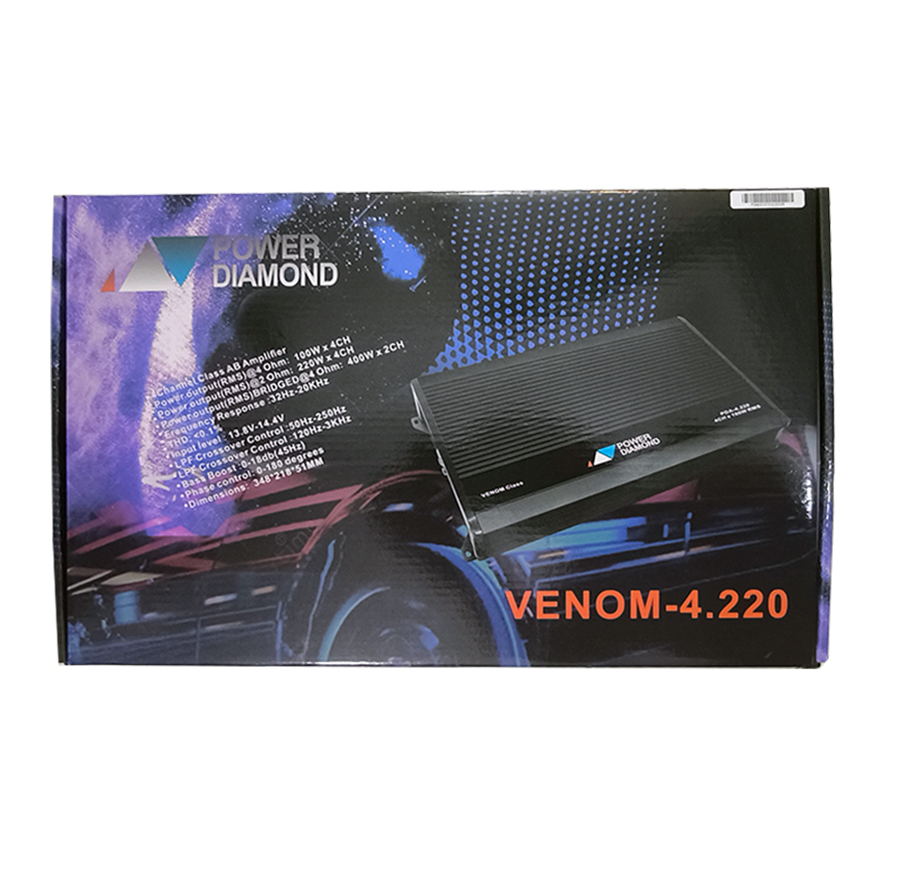 آمپلی فایر خودرو 4 کانال پاور دیاموند مدل VENOM-4.220  4*100W RMS