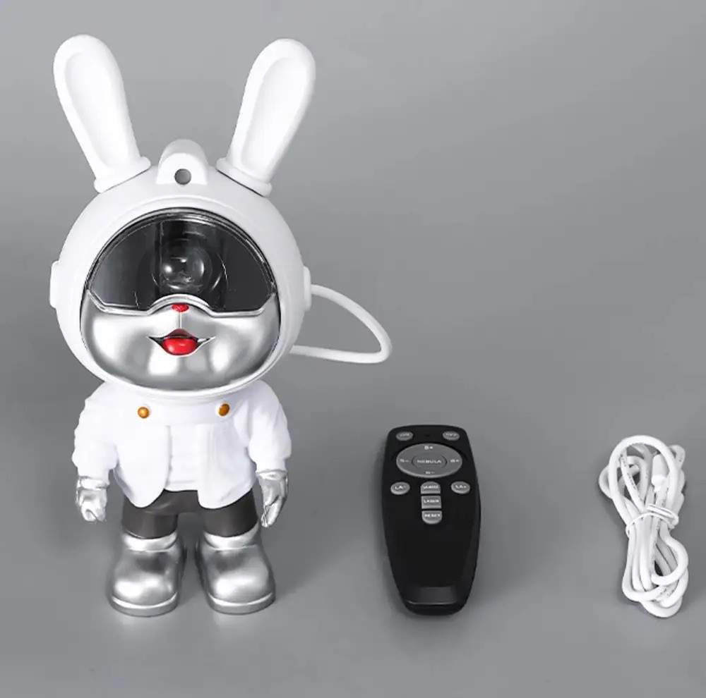 چراغ خواب رومیزی مدل galaxy nightlight projector خرگوش فضانورد با نور کهکشانی