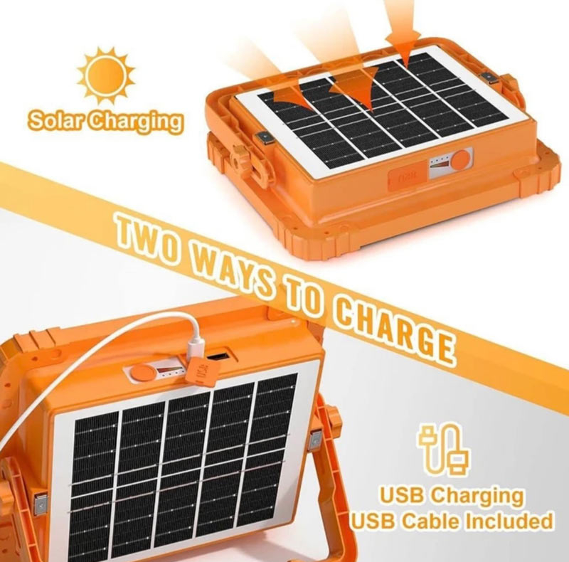 چراغ روشنایی مدل پروژكتور شارژی و خورشيدی 200w