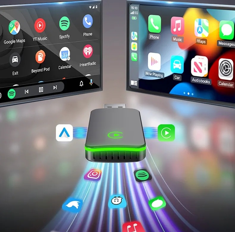 کارپلی و اندروید اتو مدل CP/AA M10 2in1 Carplay/Android Auto به همراه مبدل USB به USB-C