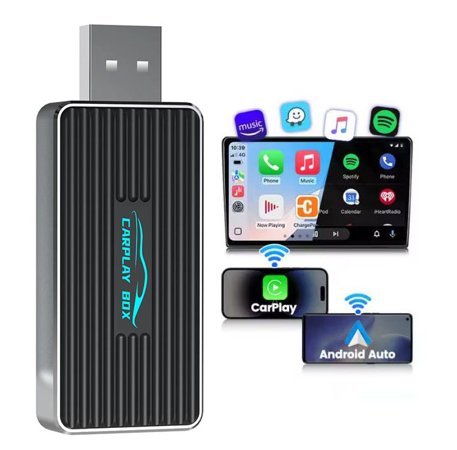 کارپلی و اندروید اتو مدل Wireless P9593 Carplay/Android Auto به همراه مبدل USB به USB-C