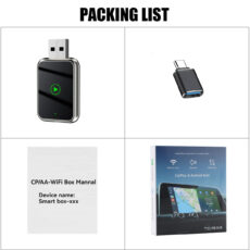 کارپلی و اندروید اتو مدل Wireless CarPlay/Android Auto Q1J به همراه مبدل USB به USB-C
