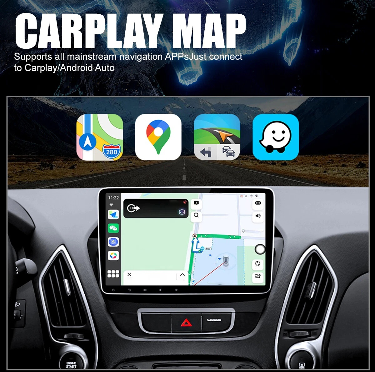 کارپلی و اندروید اتو مدل Wireless P9593 Carplay/Android Auto به همراه مبدل USB به USB-C