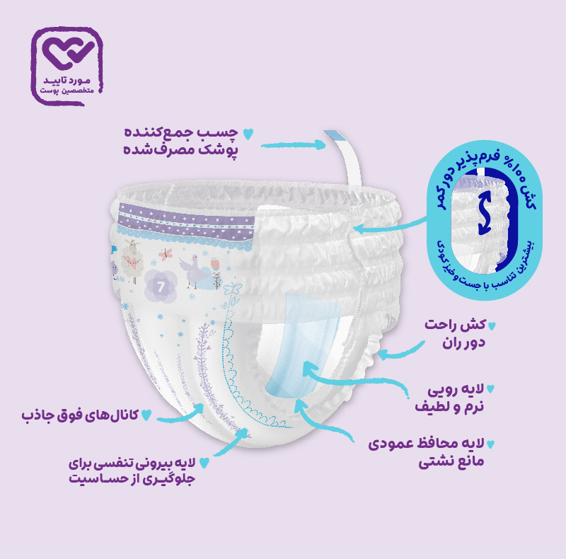پوشک شورتی مای بیبی مدل کانال دار  سایز 7 بسته 20 عددی
