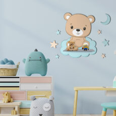 شلف دیواری اتاق کودک باروچین مدل خرس و ابر کد sh-30