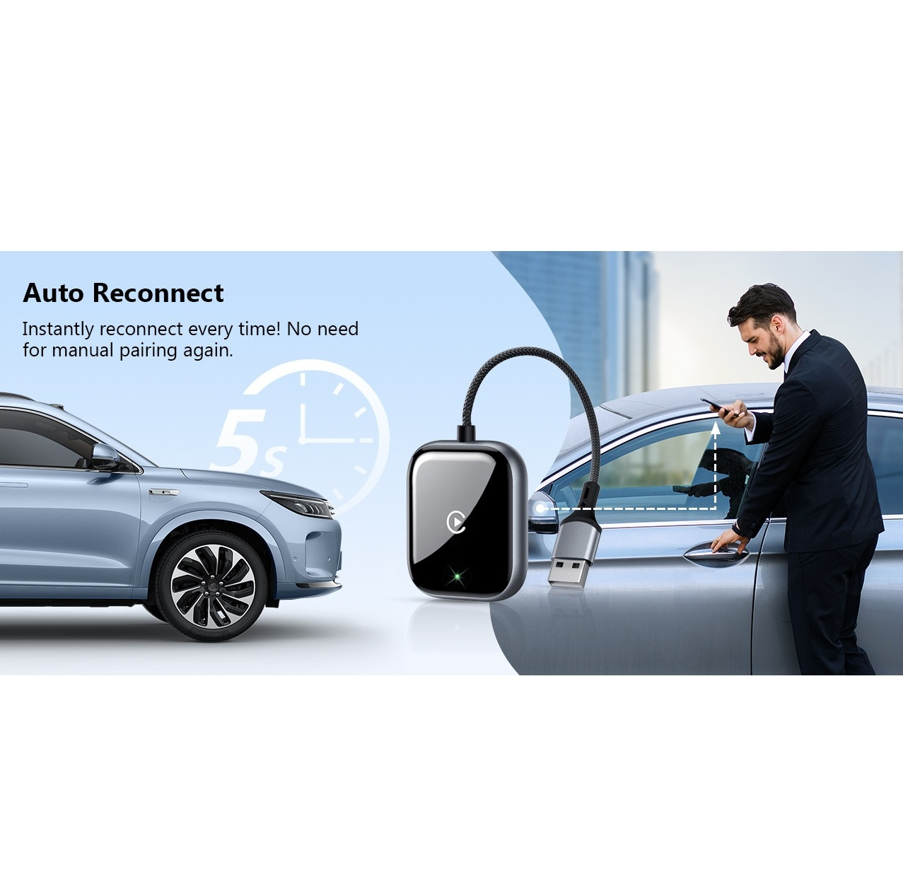 کارپلی و اندروید اتو مدلwireless Carplay/Android Auto به همراه مبدل USB به Type-C