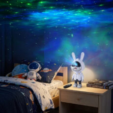 چراغ خواب رومیزی مدل galaxy nightlight projector خرگوش فضانورد با نور کهکشانی