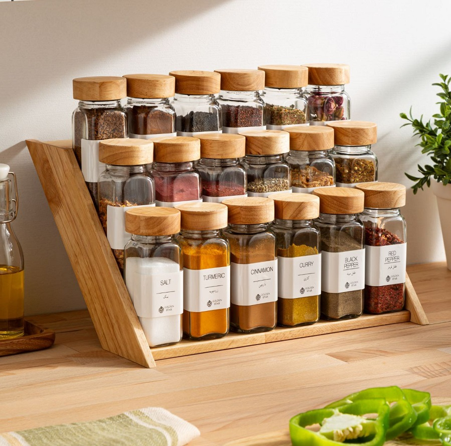 سرویس جای ادویه 18 پارچه گلدن استار DH74 به همراه استند