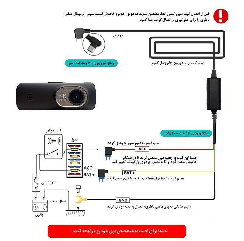 دوربین ثبت وقایع مدل PR Cam به همراه کیت برق مستقیم