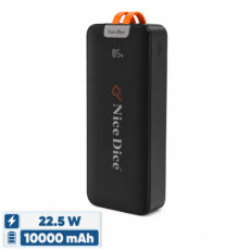 پاوربانک نایس دایس 22.5 وات مدل 124 ظرفیت 10000 میلی‌آمپرساعت به همراه دو کابل متصل USB-C و لایتنینگ