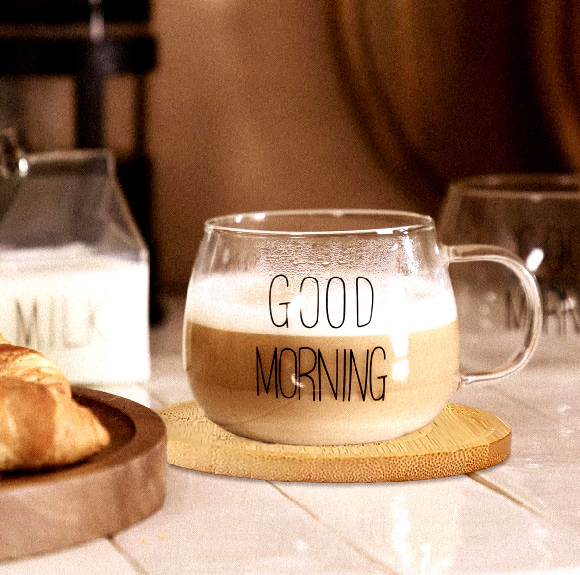 لیوان مدل GOOD MORNING  به همراه زیر لیوانی