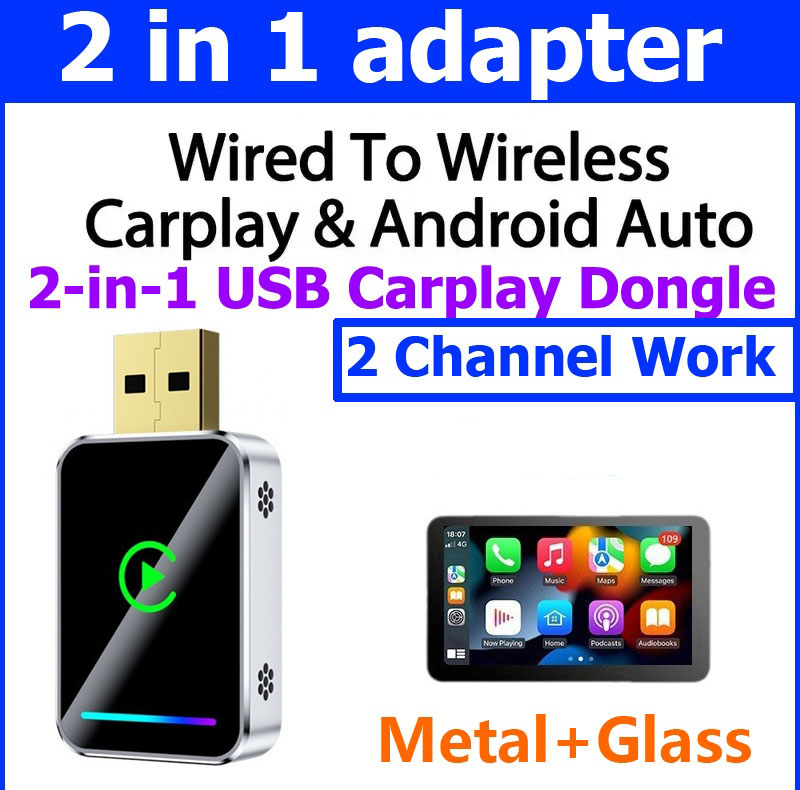 کارپلی و اندروید اتو مدل Wireless CarPlay/Android Auto Q1JS به همراه مبدل USB به USB-C