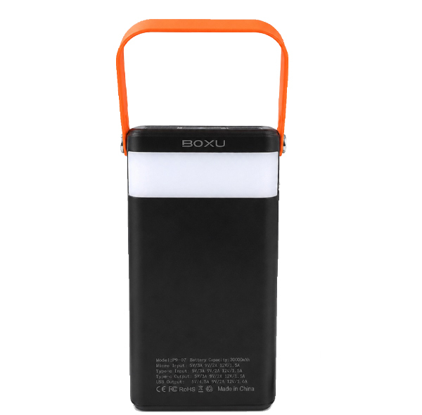 پاوربانک خورشیدی 66 وات بوکسو مدل PB-07 ظرفیت 30000 میلی‌آمپر ساعت به همراه 2 عدد کابل USB-C و Lightning