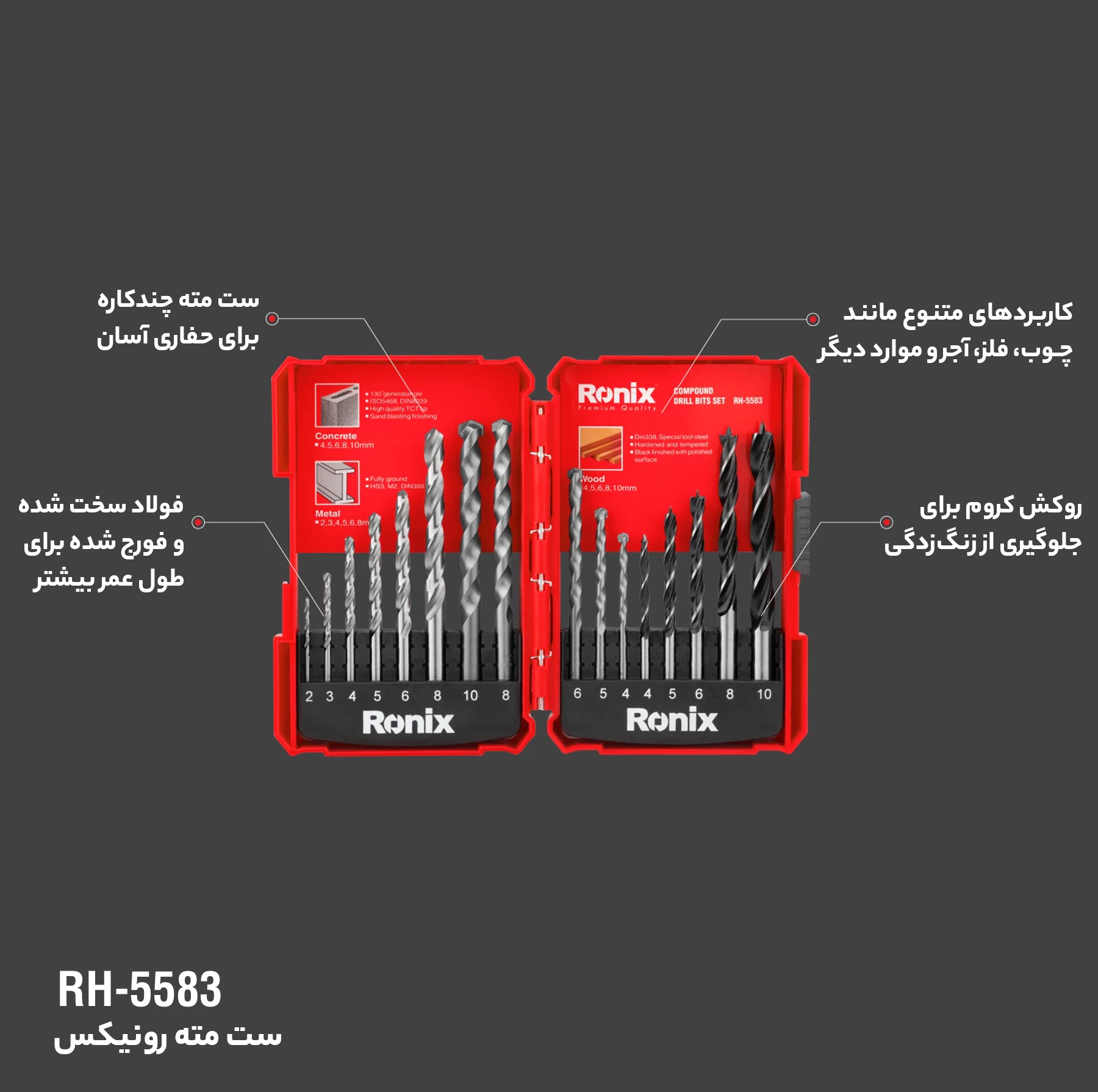 ست 16 عددی مته رونیکس مدل 5583