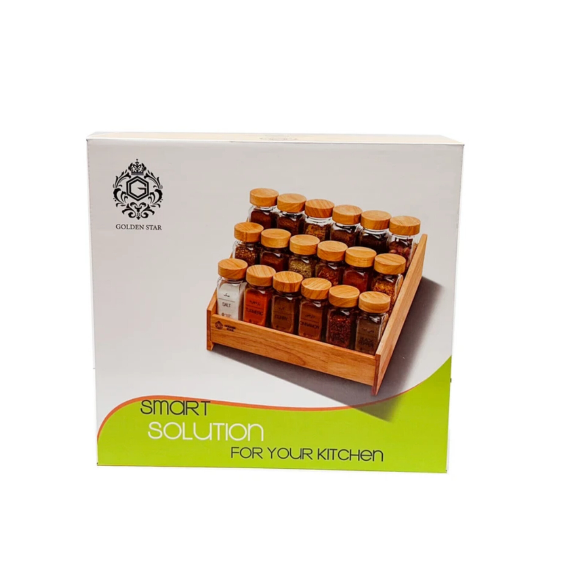 سرویس جای ادویه 18 پارچه گلدن استار DH74 به همراه استند