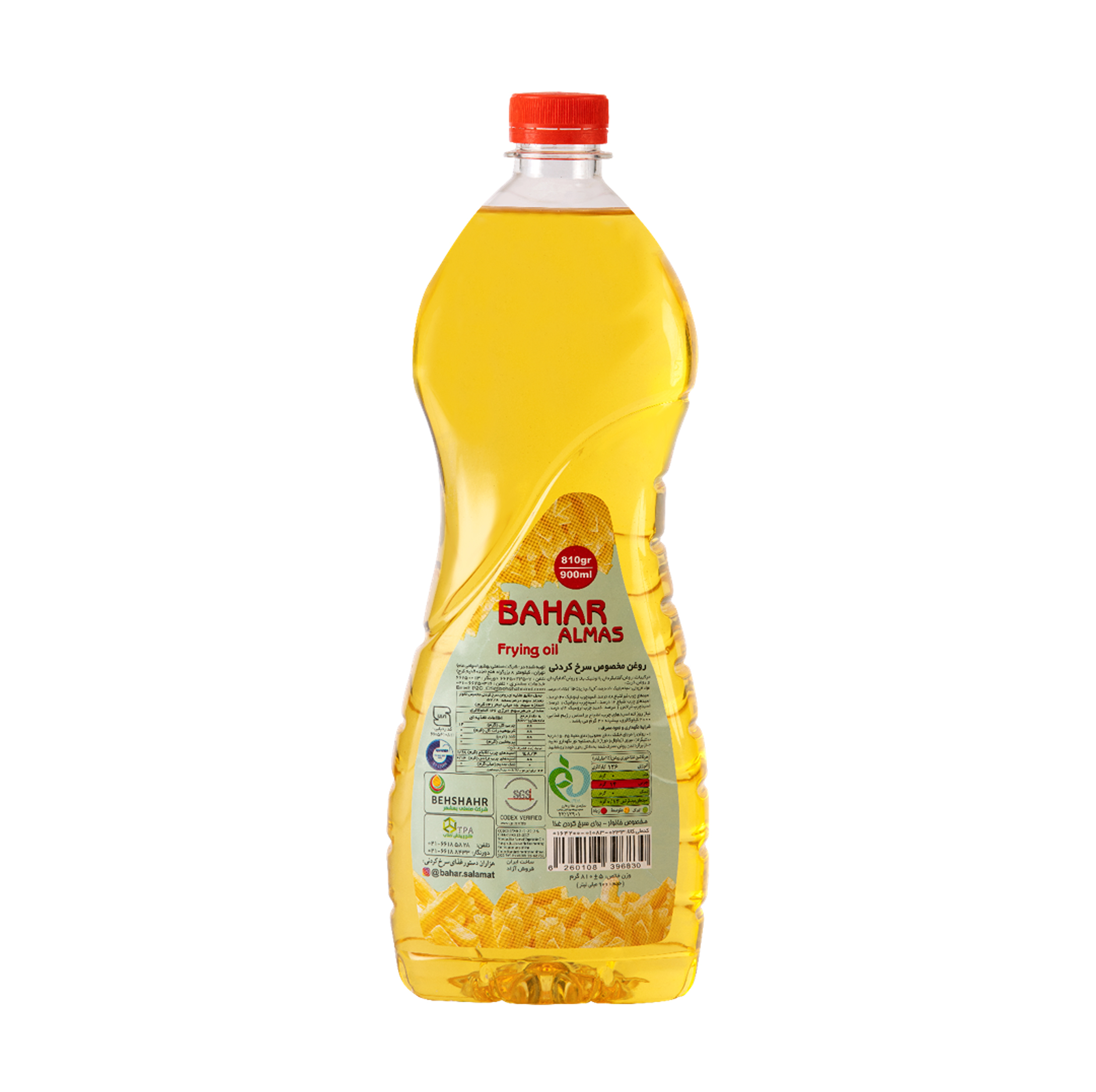 روغن مایع سرخ کردنی بهار الماس - 900 میلی لیتر