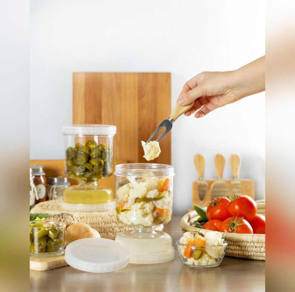بانکه مدل ظرف خیار شور طرح ساعت شنی