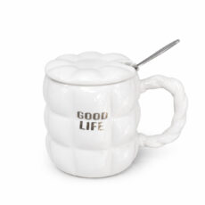 ماگ طرح پفکی مدل سرامیکی درب دار Good Life