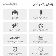بخار شو 2500 وات 1.2 لیتری مدل چندکاره مخزن دار به همراه 12 عدد سری قابل تعویض