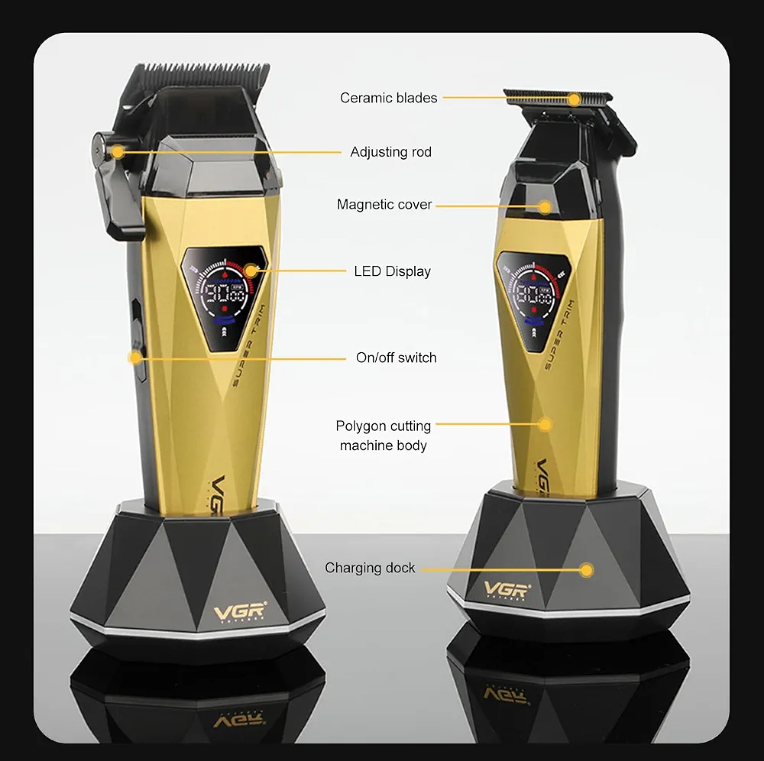 ماشین اصلاح موی سر و صورت شارژی وی جی ار مدل V-877 S3 مجموعه 3 عددی