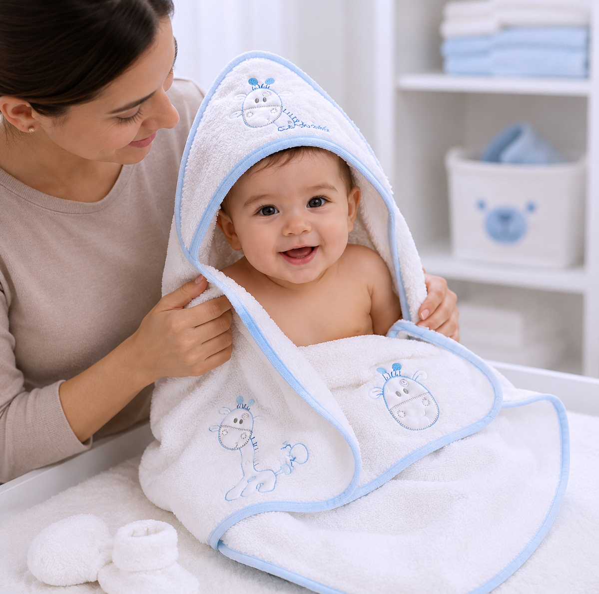 حوله دورپیچ نوزاد مادرکر مدل ظرافه کد B-0001 سایز 45x34x9 سانتیمتر