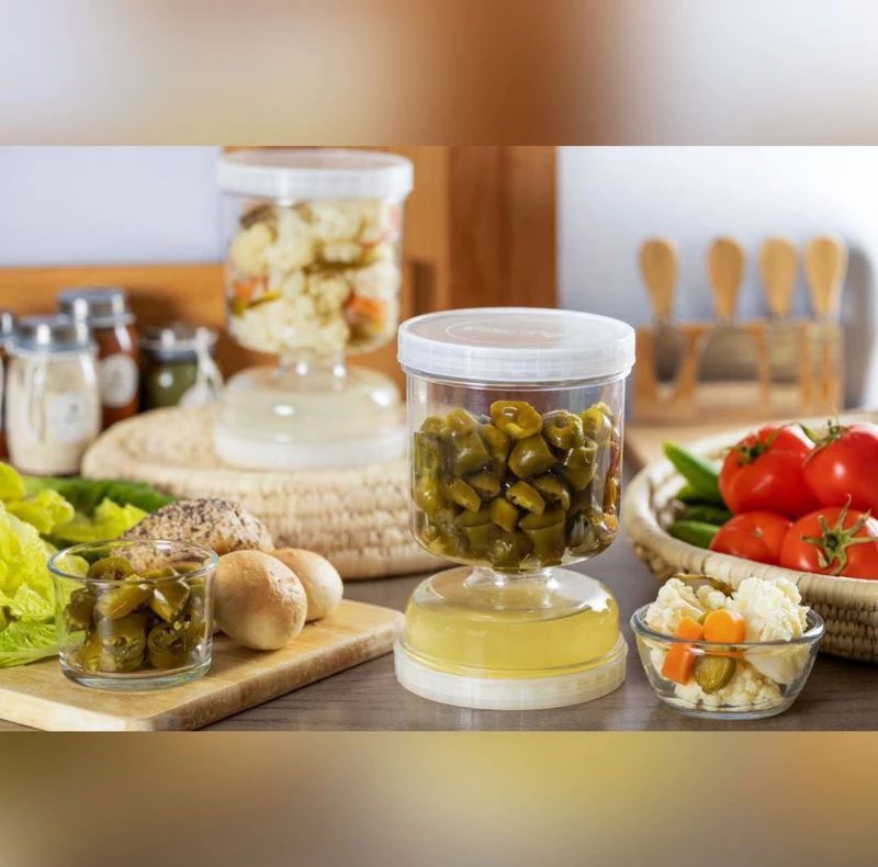بانکه مدل ظرف خیار شور طرح ساعت شنی