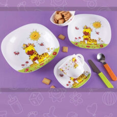 ظرف غذا 5 تکه کودک پارس اوپال طرح زرافه کد 60