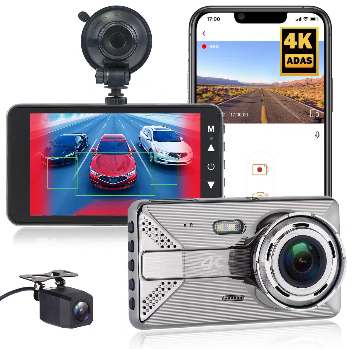 دوربین ثبت وقایع مدل X20 MAX 4K + WiFi به همراه دوربین عقب