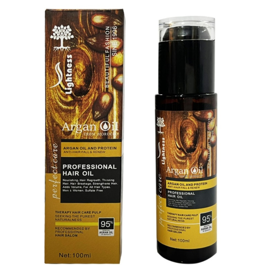روغن آرگان لایتنس مدل  شیشه ای حجم 100 میلی لیتر
