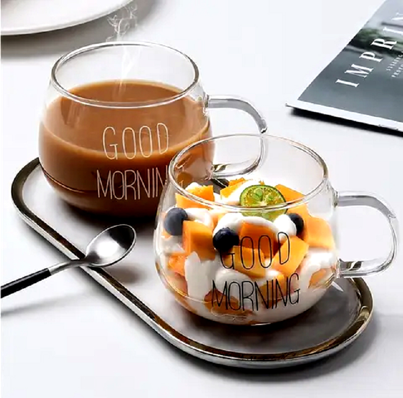 لیوان مدل GOOD MORNING  به همراه زیر لیوانی