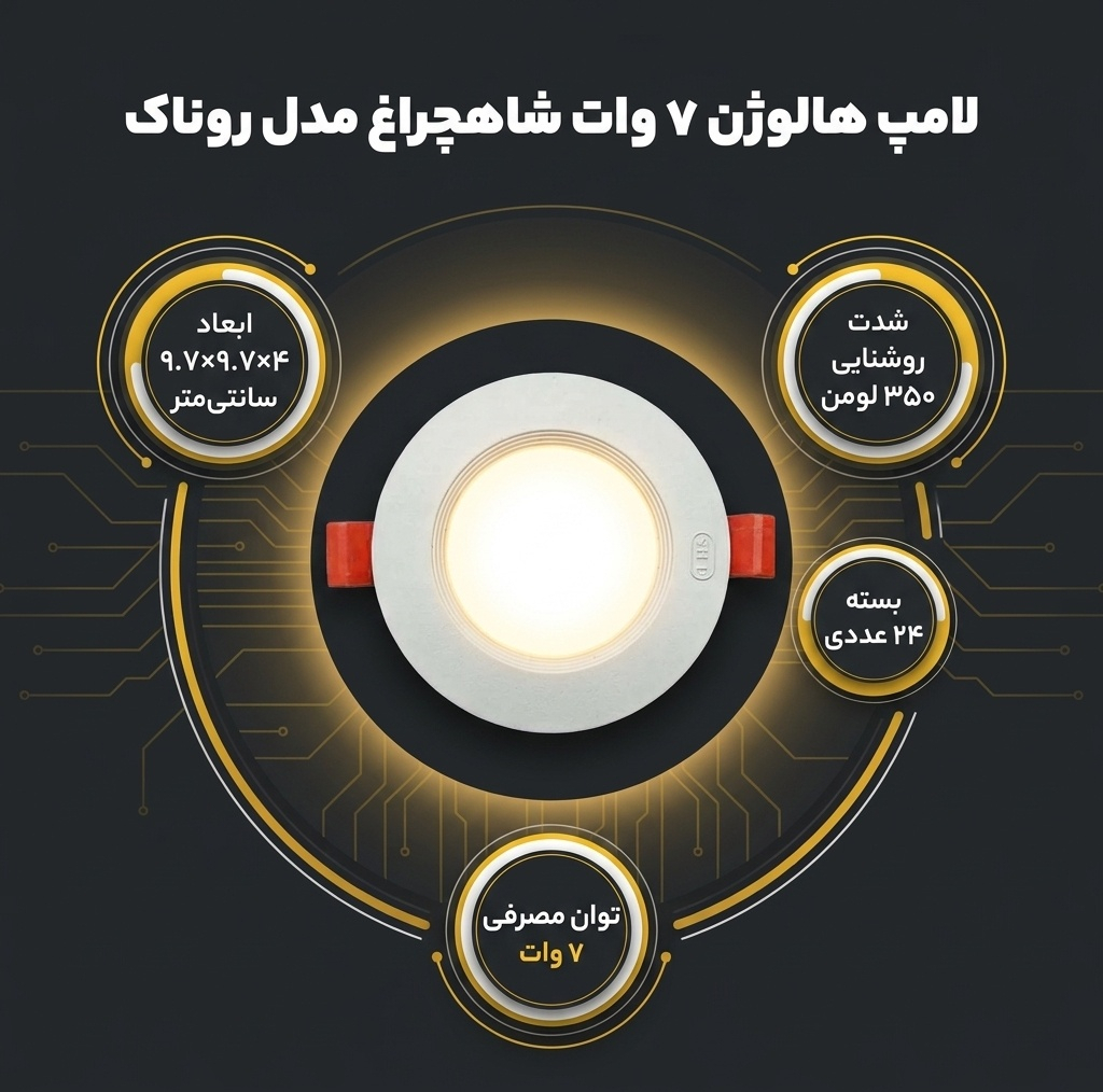 لامپ هالوژن 7 وات شاهچراغ مدل روناک بسته 24 عددی