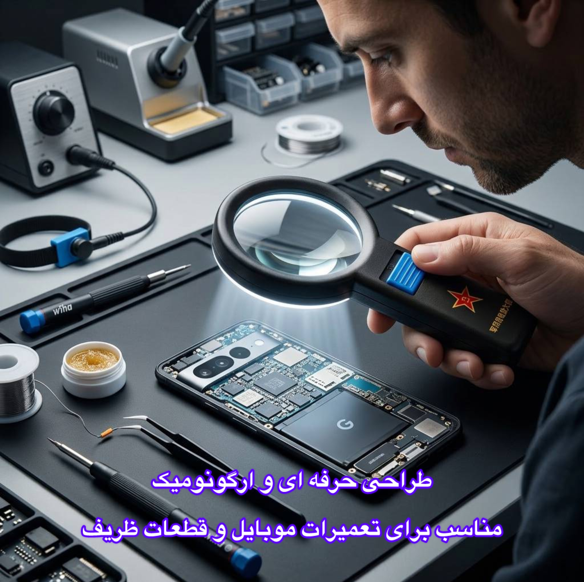ذره بین مدل چراغ دار کد 80Mm
