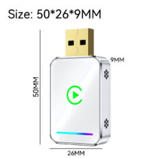 کارپلی و اندروید اتو مدل Wireless CarPlay/Android Auto Q1JS به همراه مبدل USB به USB-C