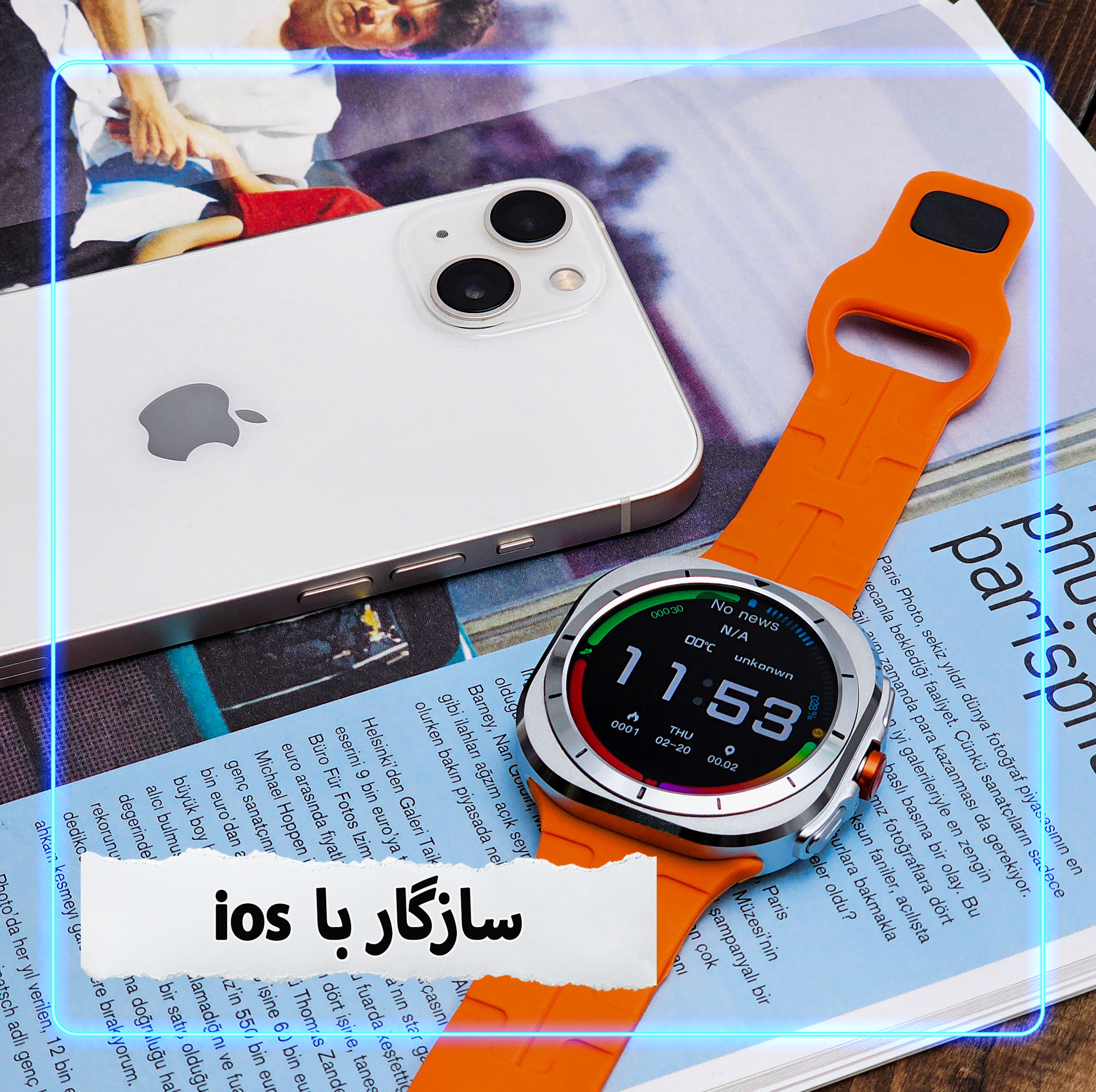 ساعت هوشمند 47 میلی متر وونک مدل VS1 با بند سیلیکونی